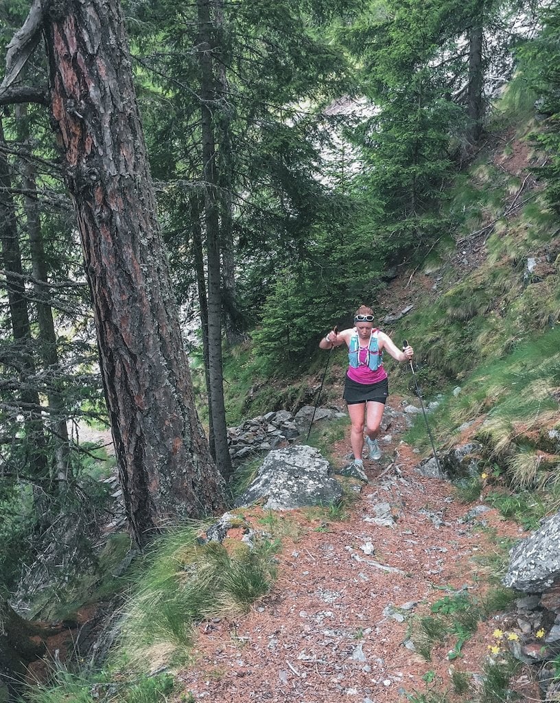 Trail running with poles