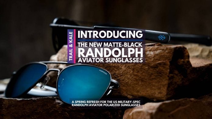 Randolph Aviator Matte Black Sunglasses trail and kale