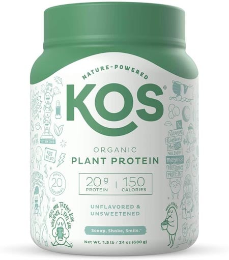 KOS Unflavored Protein Powder Best Plant Based protein powders for runners trail and kale