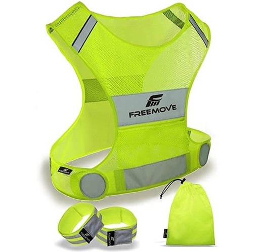 Freemove reflective running vest and reflective bands for your arms
