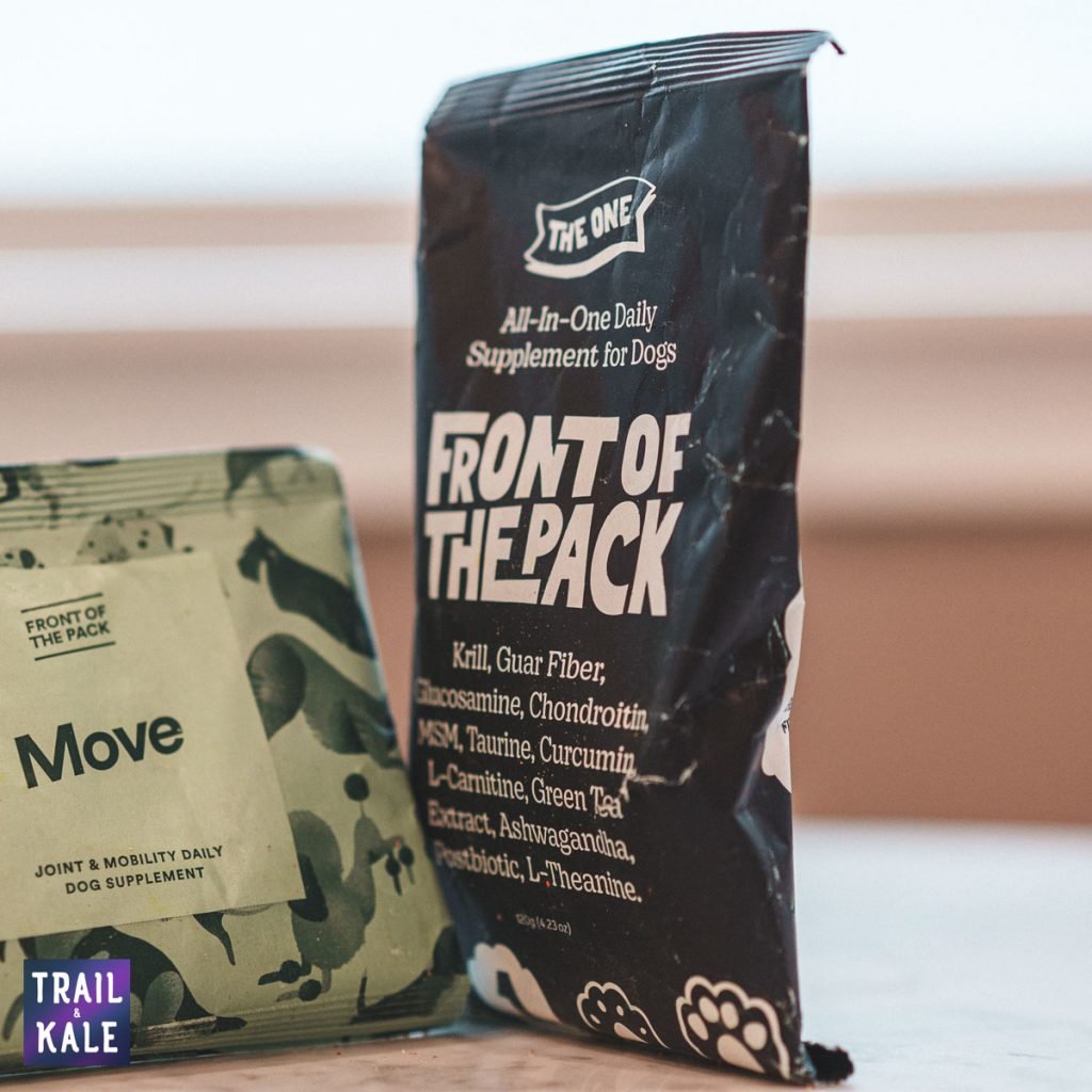 Front of The Pack Review The One Supplement for dogs product photo Trail and Kale web wm 4