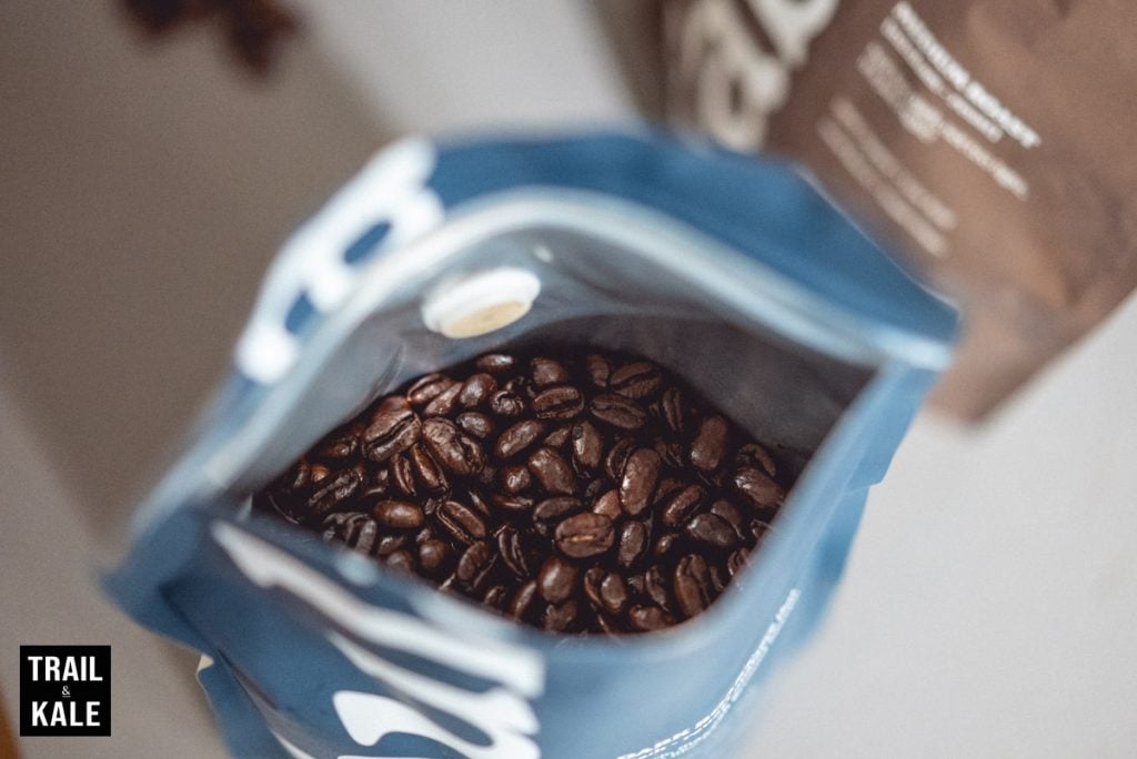 Fabula Coffee beans in a resealable bag - photo by Trail and Kale