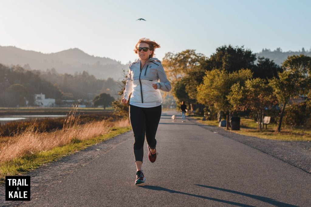 Helen running on a cycle path in California Trail and Kale for web 1