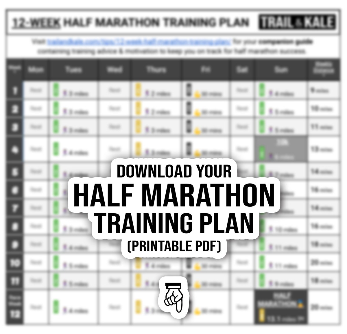 12 WEEK HALF MARATHON TRAINING PLAN TRAIL AND KALE click to unlock out of focus