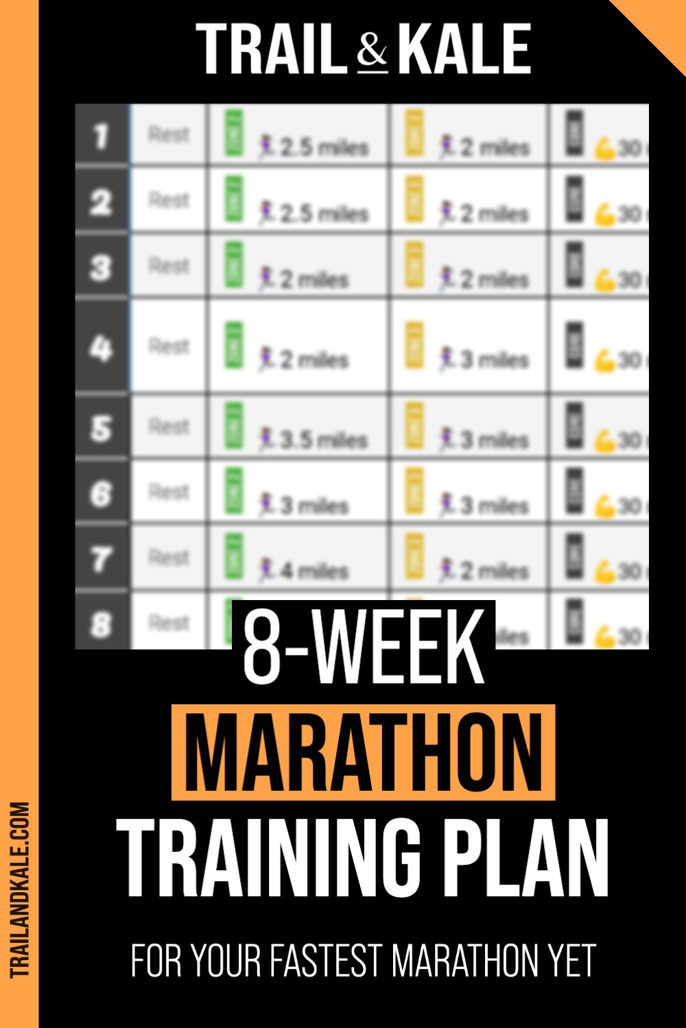 8 Week Marathon Training Plan For your fastest Marathon Yet by Trail Kale