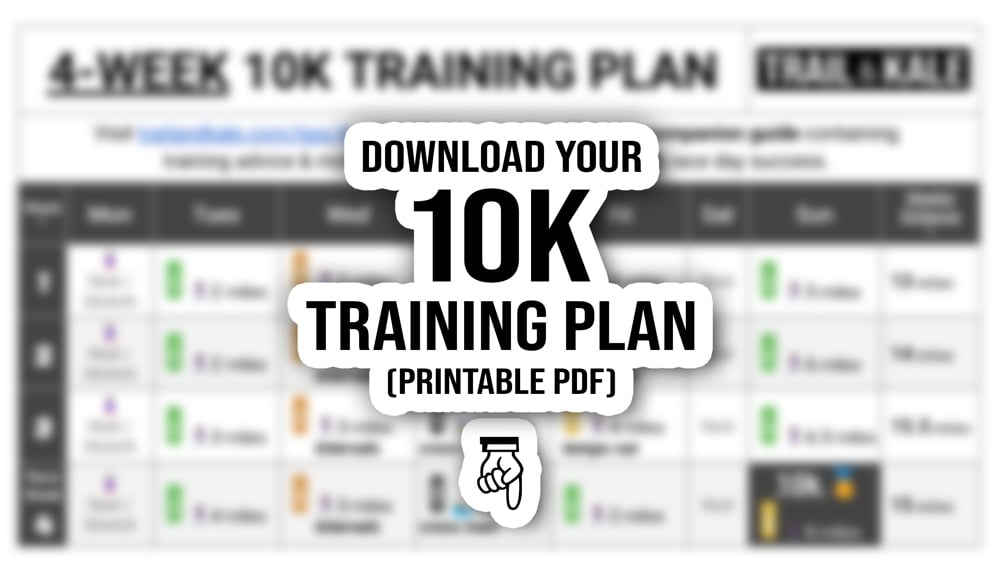 4 WEEK 10K TRAINING PLAN TRAIL AND KALE out of focus click to download
