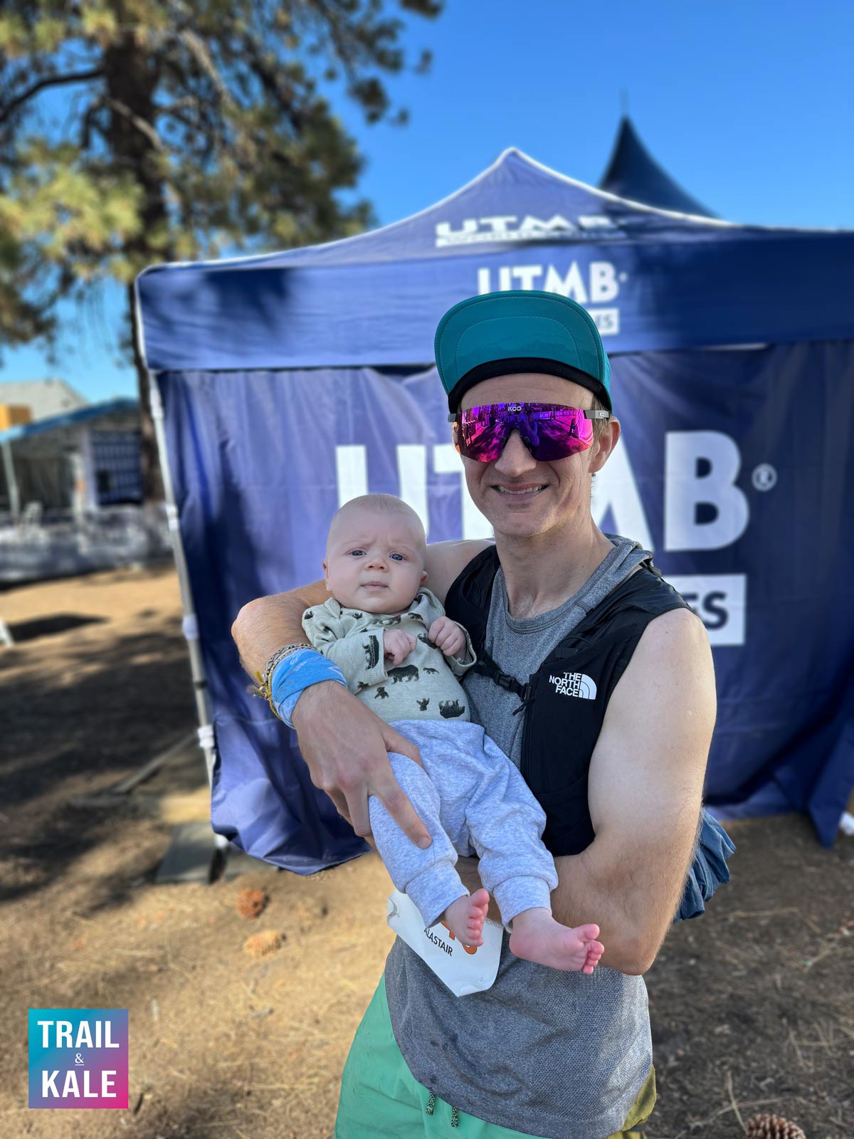 Alastair with Sebastian after finishing Kodiak 50K